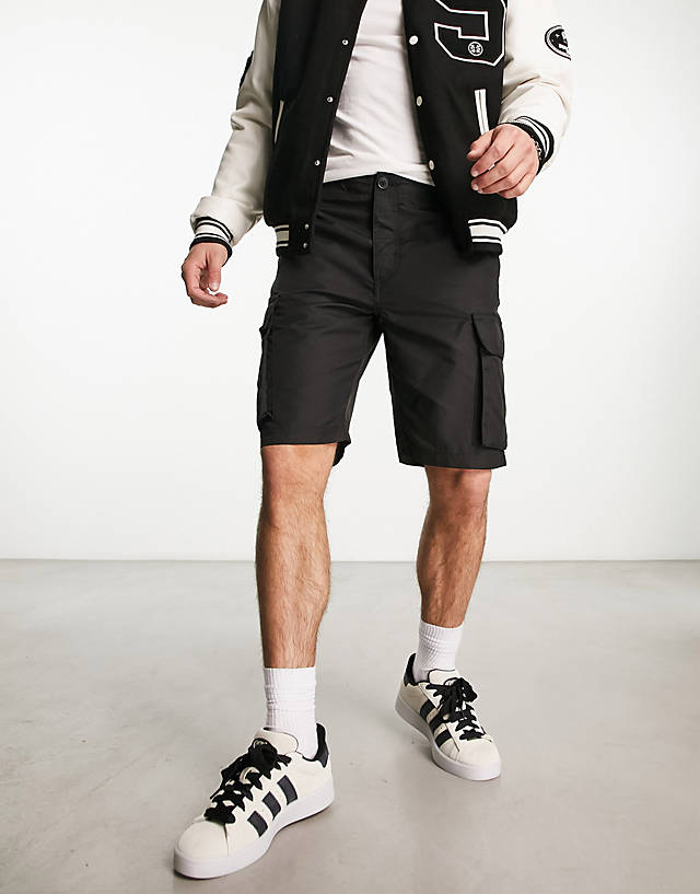 French Connection Mens - French Connection tech cargo shorts in black
