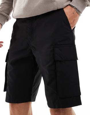 French Connection tech cargo shorts in black