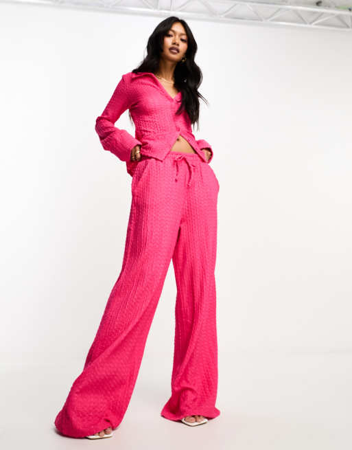 French Connection textured pants in fuchsia pink - part of a set