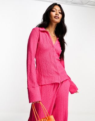 French Connection textured top in fuchsia pink - part of a set - ASOS Price Checker
