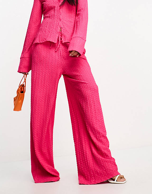French Connection - textured trousers in fuchsia pink co-ord