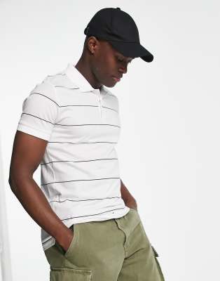 French Connection French Connection thin stripe polo in white