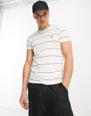 French Connection thin stripe t-shirt in white & black