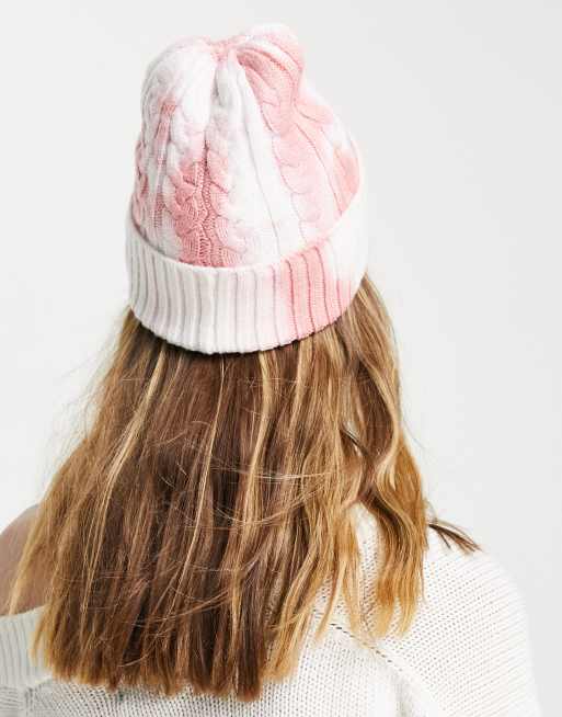 French Connection tie dye ribbed beanie in pink, 3 of 4