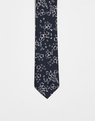 French Connection tie in black floral  - ASOS Price Checker