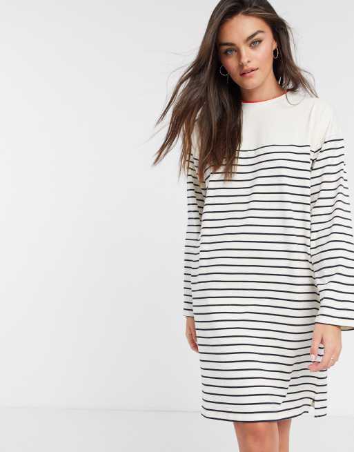 French Connection Tim Tim Breton Stripe Long Sleeve Dress ASOS