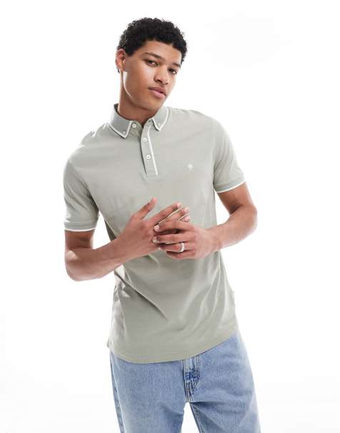 French Connection tipped piping short sleeve polo shirt in sage
