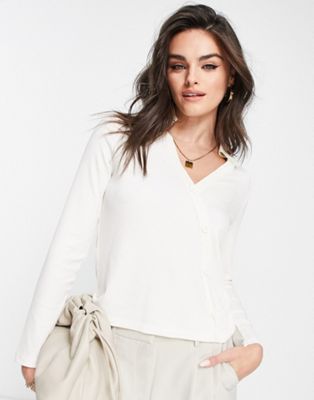 French Connection asymmetric button front top in white - ASOS Price Checker