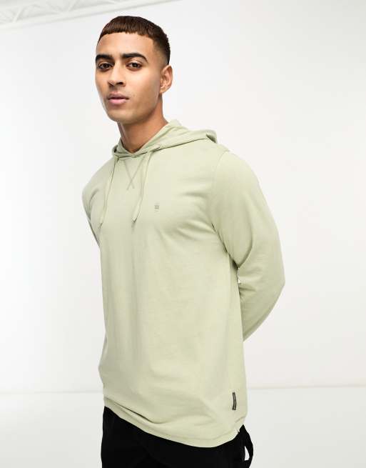 French Connection - Top a maniche lunghe verde salvia con cappuccio