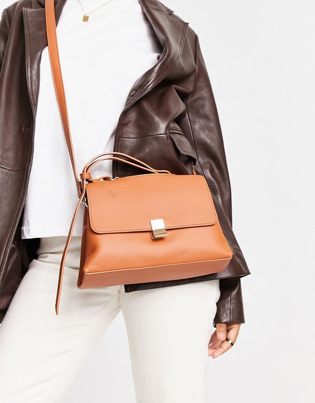 French Connection top handle tote bag in tan