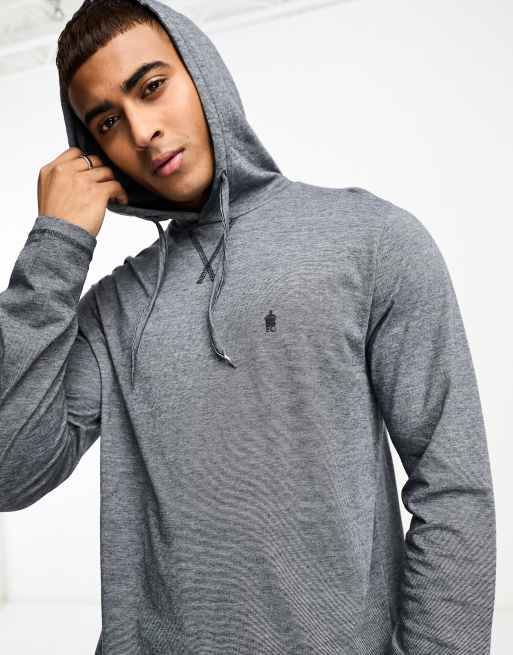 French Connection - Top met capuchon en lange mouwen in marineblauw en wit