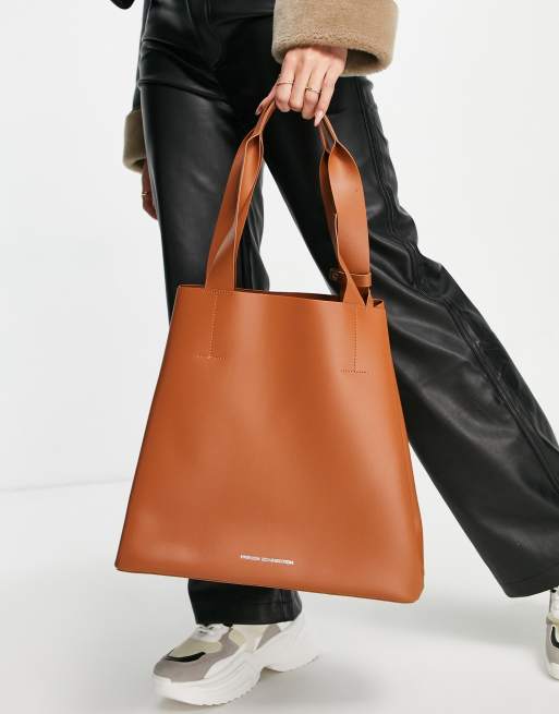 French Connection tote bag with pouch in tan