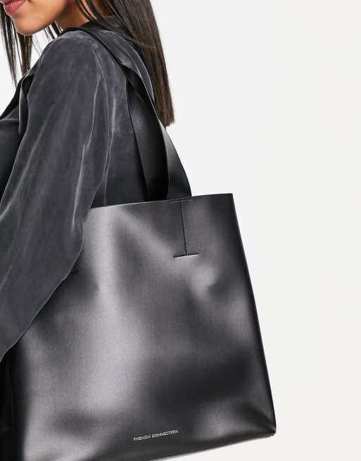 French Connection - Tote met structuur in zwart