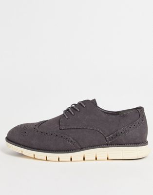French Connection tread sole brogue lace up shoes in grey