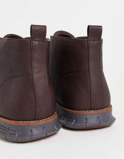 French Connection tread sole chukka boot in dark brown | ASOS display picture 2