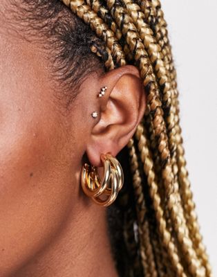 French Connection triple hoop earrings in gold