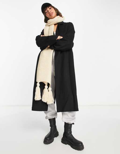 French Connection - Tørklæde med frynser og kvaster i beige