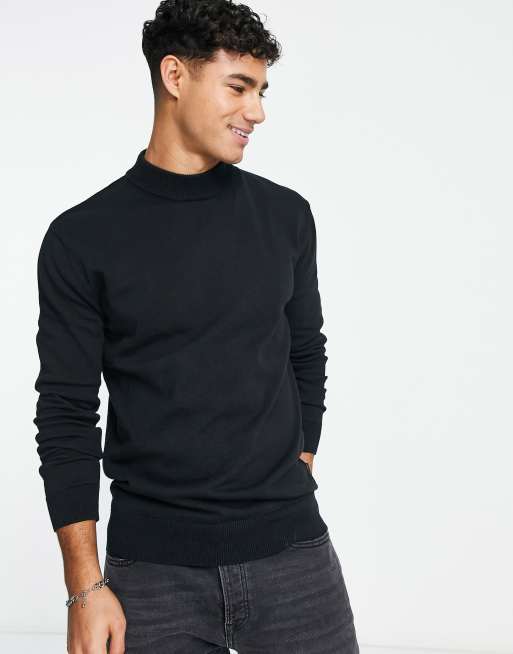 Black Turtleneck Knitted Jumper With Wavy Design Buy Online, 41% OFF