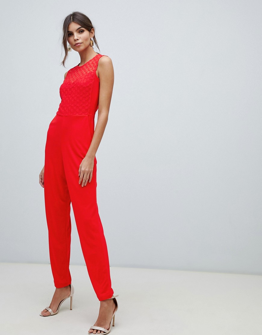 French Connection - Tuta jumpsuit aderente-Rosso