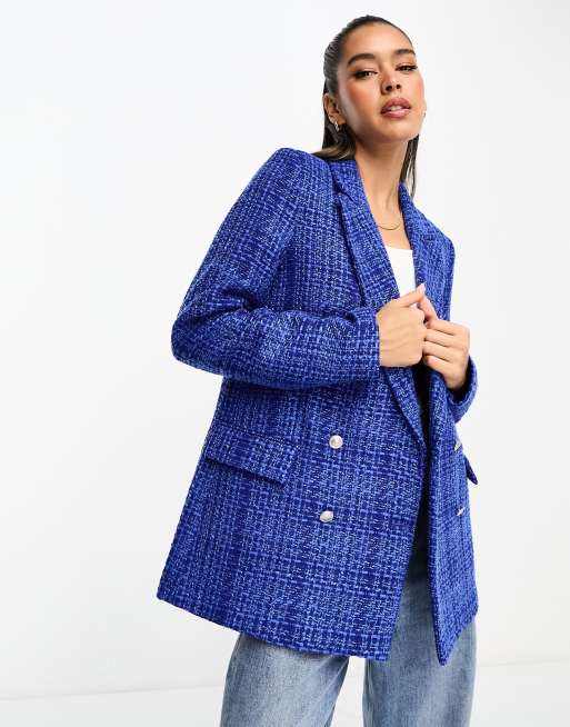 Tweed check sale blazer womens