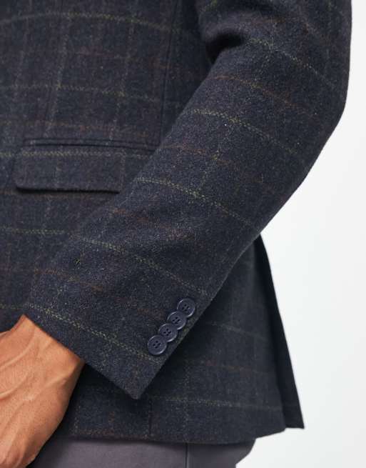 French Connection tweed blazer in blue check