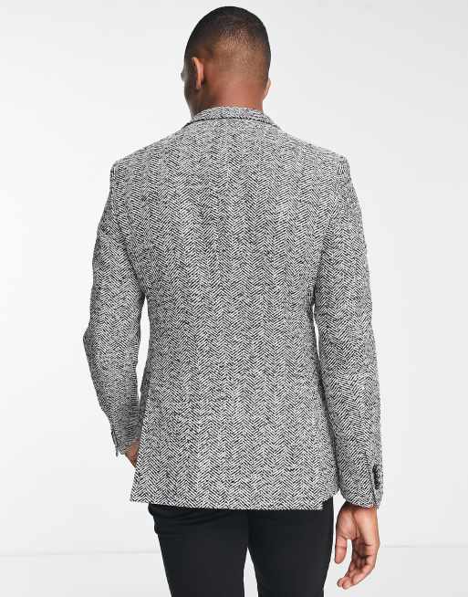 Black white shop herringbone sport coat