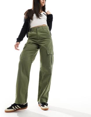 twill cargo pants in khaki-Green