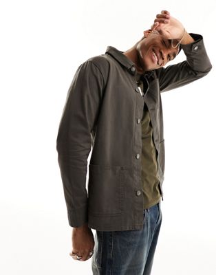 French Connection twill utility jacket in brown