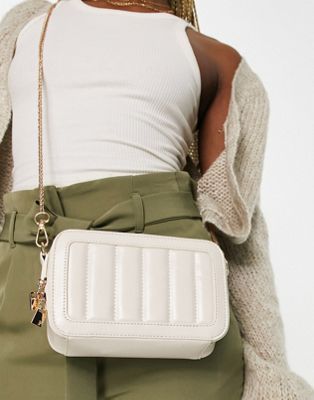 French Connection two mile mini cross body bag in quilted cream