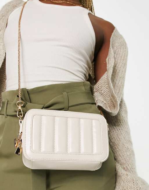 French Connection two mile mini cross body bag in quilted cream