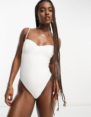 French Connection underwired swimsuit in ecru