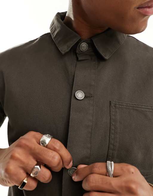 French Connection – Utility-Jacke aus Twill in Braun, 2 von 4