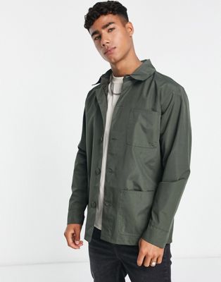 French Connection Utility Jacket In Khaki-green