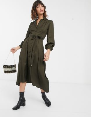 utility midi shirt dress