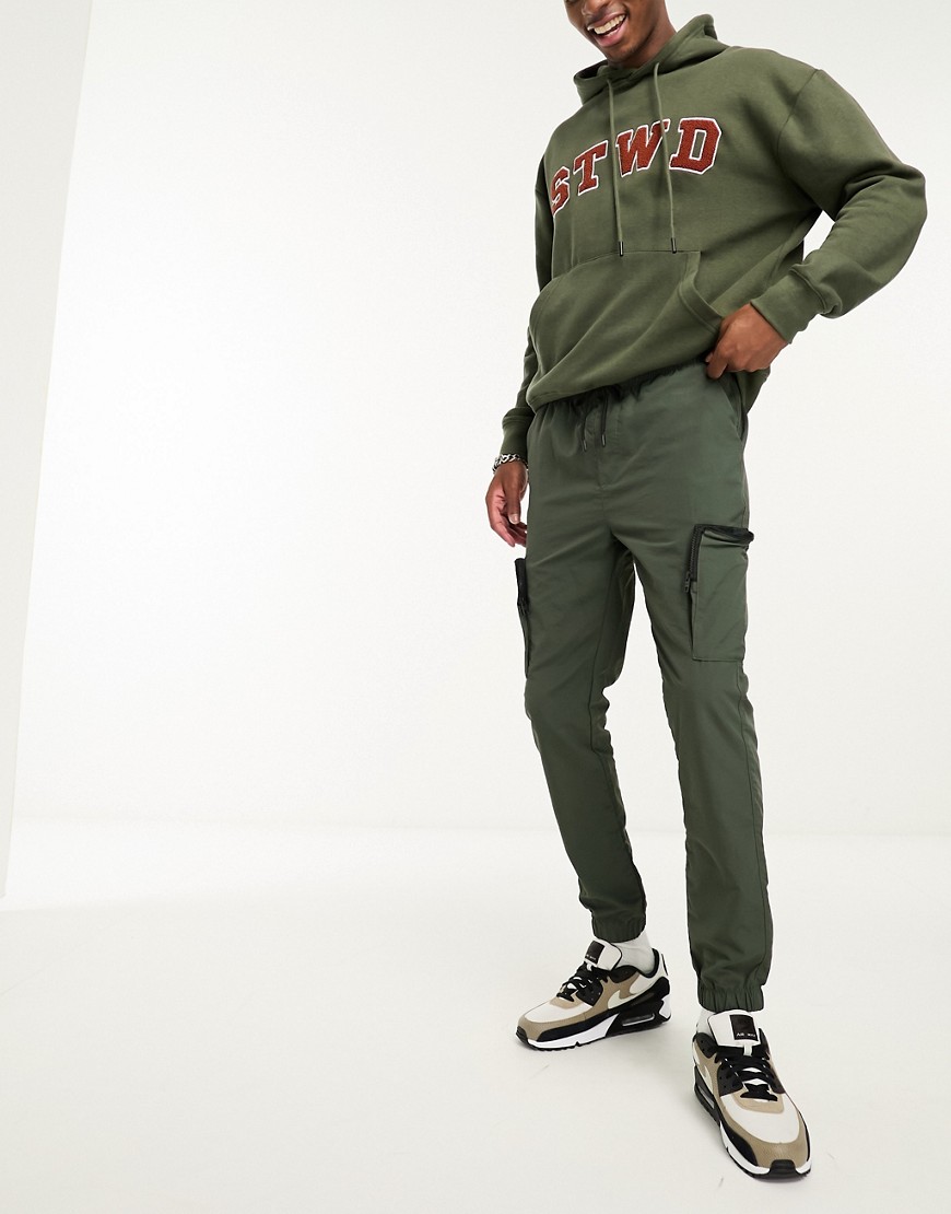 French Connection Utility Tech Cargo Pants In Khaki-green