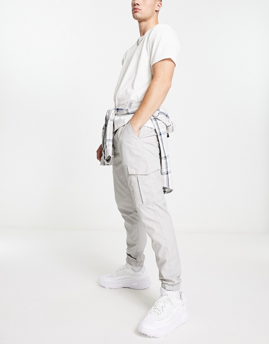 French Connection utility tech cargo pants in light gray