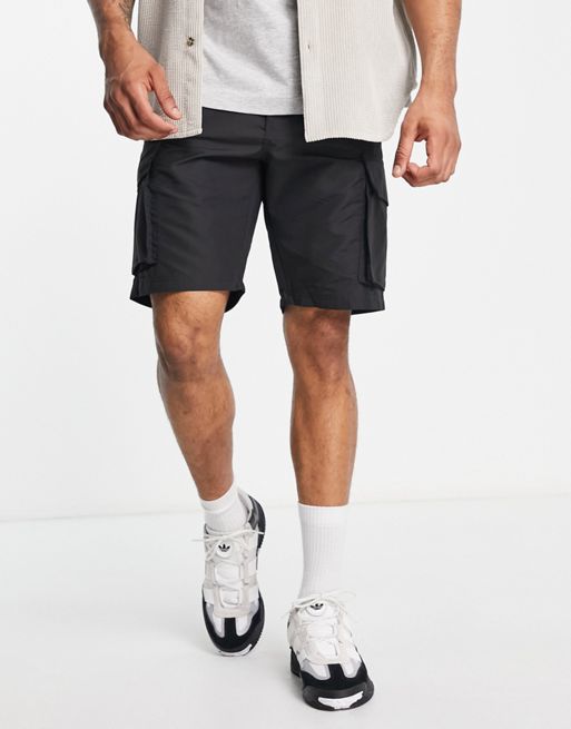 French Connection utility tech cargo shorts in black | ASOS