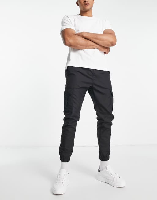 French Connection utility tech cargo trousers in black