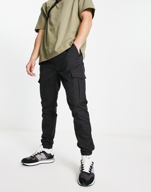 French Connection utility tech cargo trousers in black