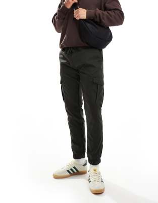 French Connection Mens French Connection utility tech cargo trousers in khaki-Green