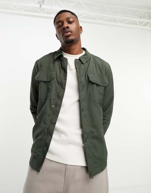 French Connection utility tech shirt in khaki | ASOS