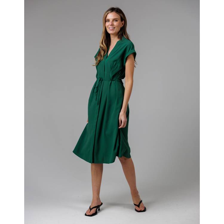 french connection green shirt dress French Connection Women's Long Shirt Dress Large Olive