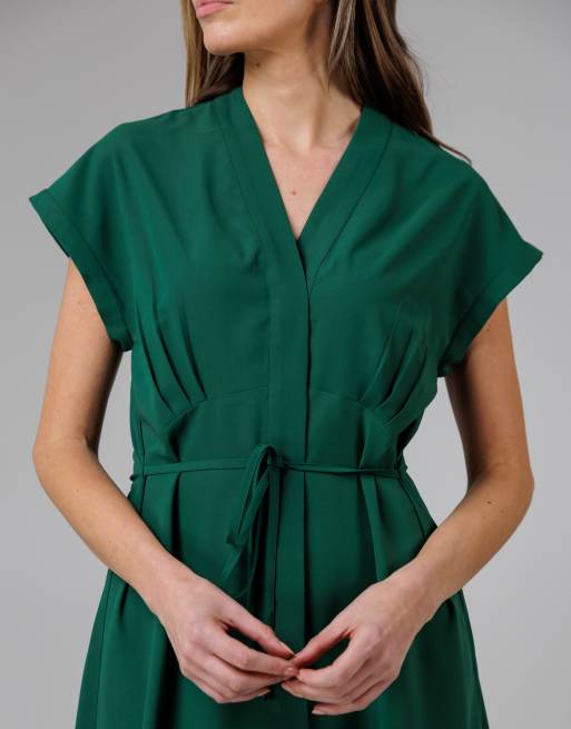 slim fit dress slacks French Connection Teal Green Bodycon Dress with Mesh Insets main image 0