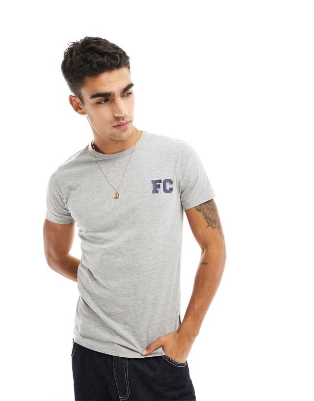 French Connection - varsity logo t-shirt in light grey & navy