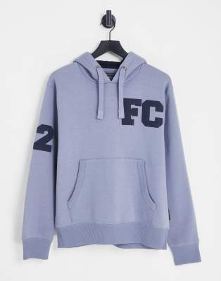 French Connection varsity overhead hoodie in light blue - ASOS Price Checker