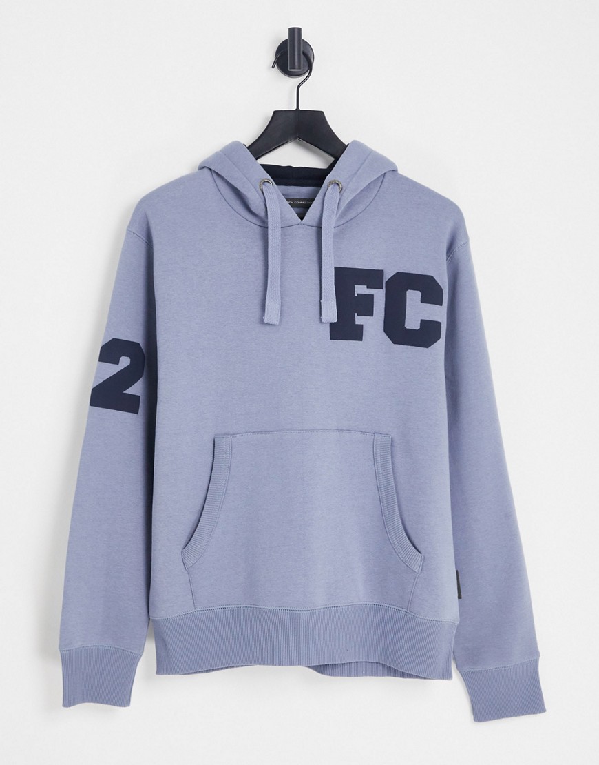 French Connection varsity overhead hoodie in light blue