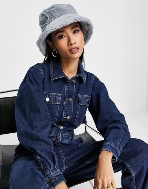 French Connection velour bucket hat in grey | ASOS
