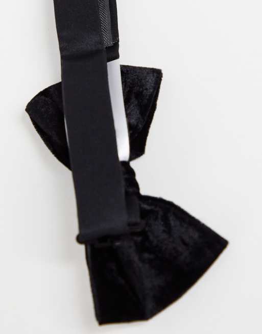 French Connection velvet bow tie in black, 3 of 4