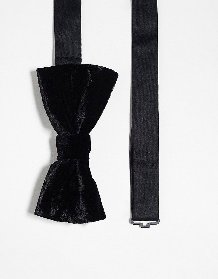 French Connection velvet bow tie in black