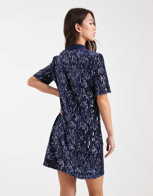 french connection sequin dress blue ICONIC 8 FRENCH CONNECTION SILVER BLUE SAMANTHA SEQUIN PARTY COCKTAIL DRESS  XMAS